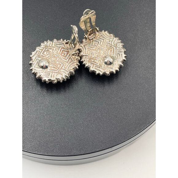 Stephen Dweck Designer Sterling Carved Smoky Quartz Oval Clip-On Floral Earrings - Picture 8 of 12